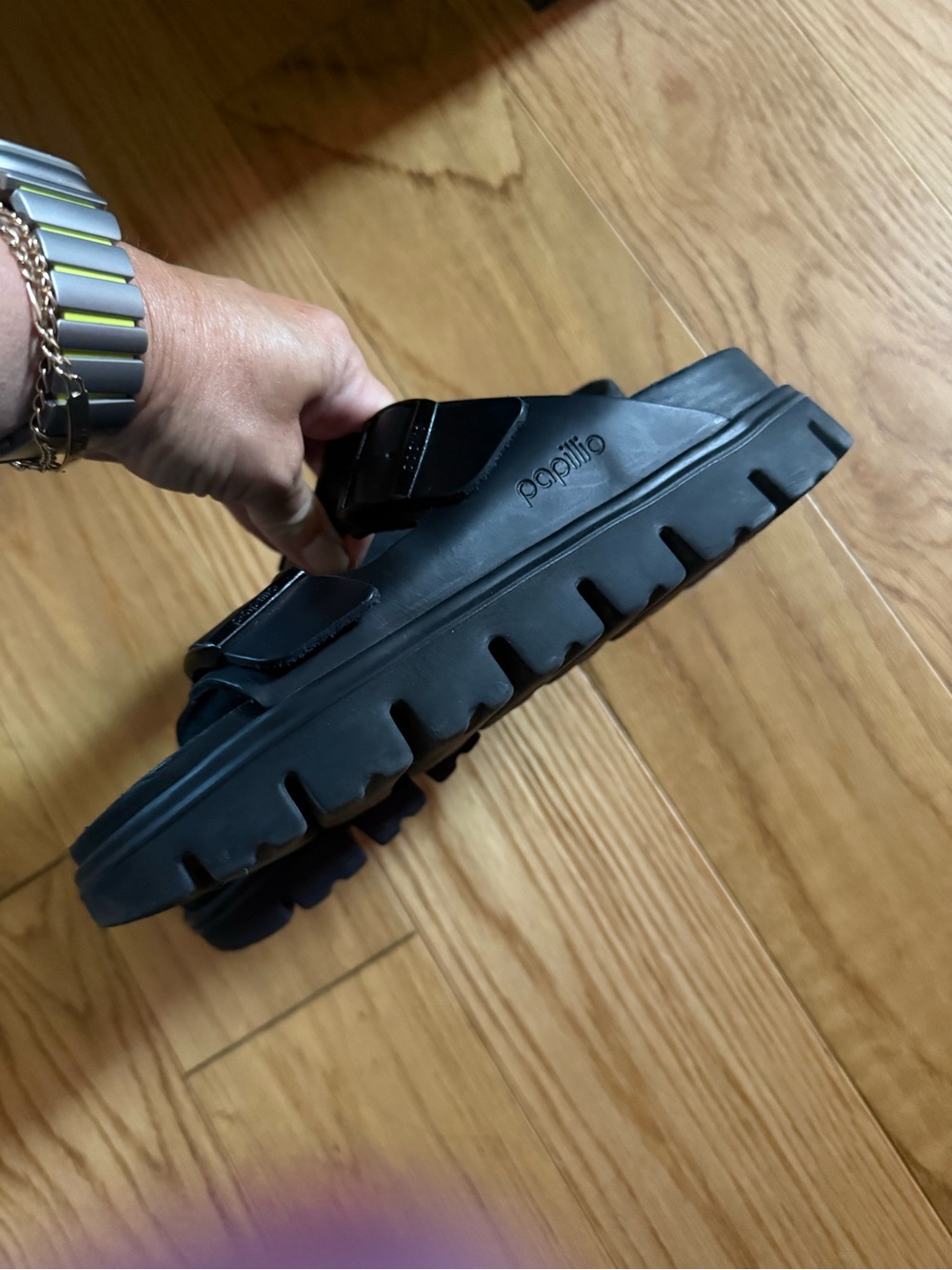 Papillio Black platform Double-Buckle Slide Sandals - Picture 3 of 3